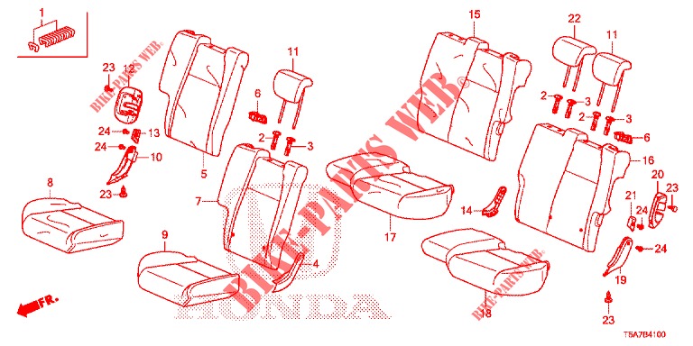 REAR SEAT/SEATBELT (2D)  for Honda JAZZ 1.4 EXECUTIVE 5 Doors 6 speed manual 2017