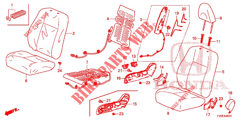 FRONT SEAT/SEATBELTS (D.) (LH) for Honda CIVIC 1.4 ELEGANCE 5 Doors 6 speed manual 2014
