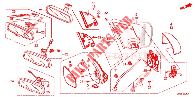 MIRROR/SUNVISOR  for Honda CIVIC 1.4 ELEGANCE 5 Doors 6 speed manual 2014