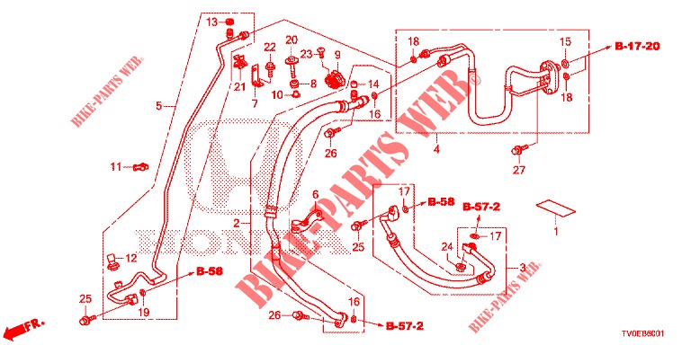 AIR CONDITIONER (FLEXIBLES/TUYAUX) (DIESEL) (LH) for Honda CIVIC DIESEL 1.6 LIFSTYLE 5 Doors 6 speed manual 2014
