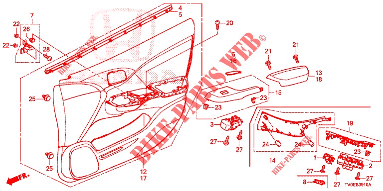 FRONT DOOR LINING (LH) for Honda CIVIC DIESEL 1.6 LIFSTYLE 5 Doors 6 speed manual 2014