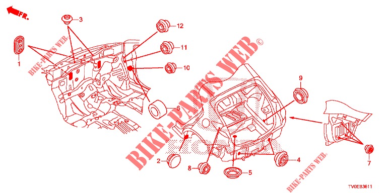 GROMMET (ARRIERE) for Honda CIVIC DIESEL 1.6 LIFSTYLE 5 Doors 6 speed manual 2014