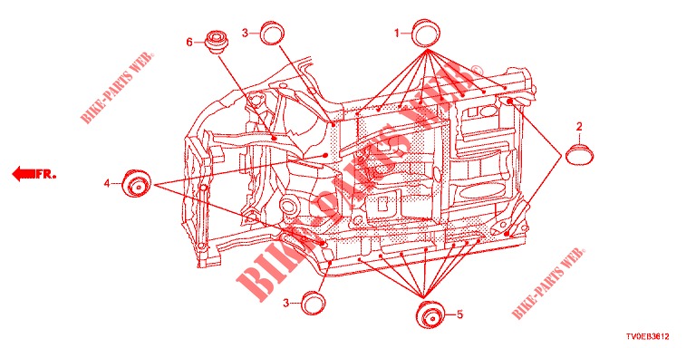 GROMMET (INFERIEUR) for Honda CIVIC DIESEL 1.6 LIFSTYLE 5 Doors 6 speed manual 2014