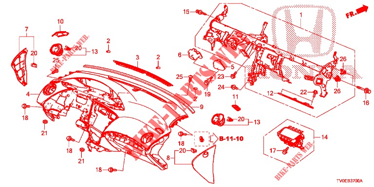 INSTRUMENT PANEL UPPER (LH) for Honda CIVIC DIESEL 1.6 LIFSTYLE 5 Doors 6 speed manual 2014