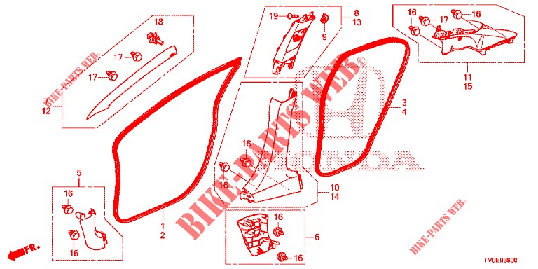 PILLAR GARNISH (LH) for Honda CIVIC DIESEL 1.6 LIFSTYLE 5 Doors 6 speed manual 2014