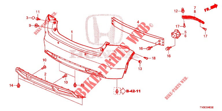REAR BUMPER  for Honda CIVIC DIESEL 1.6 LIFSTYLE 5 Doors 6 speed manual 2014