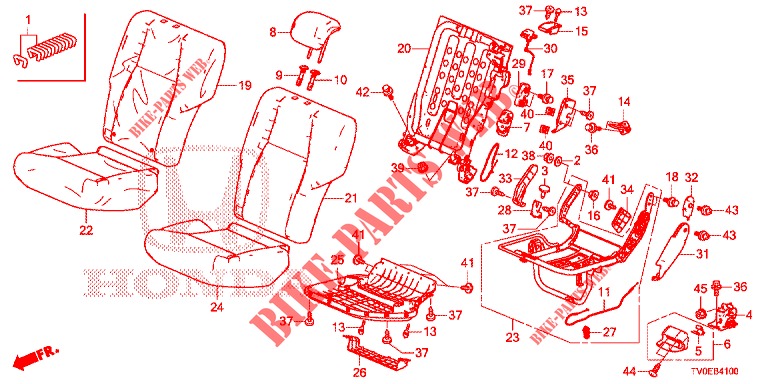REAR SEAT/SEATBELT (G.) for Honda CIVIC DIESEL 1.6 LIFSTYLE 5 Doors 6 speed manual 2014