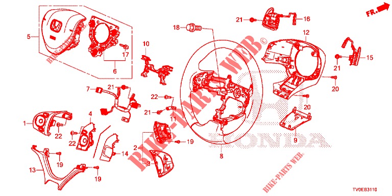 STEERING WHEEL (SRS) for Honda CIVIC DIESEL 1.6 LIFSTYLE 5 Doors 6 speed manual 2014