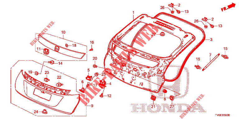 TAILGATE PANEL (2D)  for Honda CIVIC DIESEL 1.6 LIFSTYLE 5 Doors 6 speed manual 2014