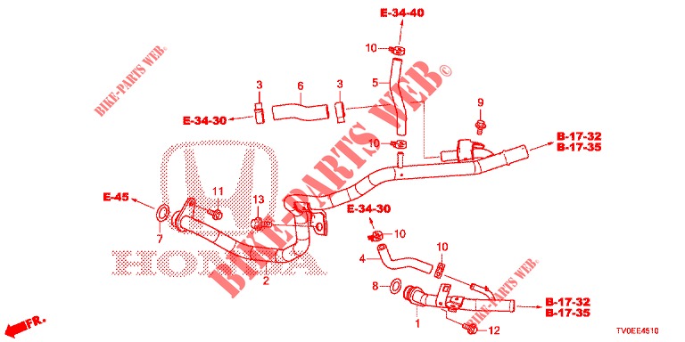 WATER HOSE/HEATER DUCT (DIESEL) for Honda CIVIC DIESEL 1.6 LIFSTYLE 5 Doors 6 speed manual 2014
