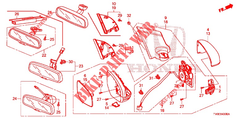 MIRROR/SUNVISOR  for Honda CIVIC 1.8 COMFORT 5 Doors 6 speed manual 2014