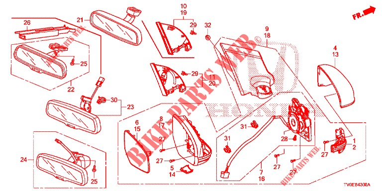 MIRROR/SUNVISOR  for Honda CIVIC 1.8 EXECUTIVE 5 Doors 6 speed manual 2014