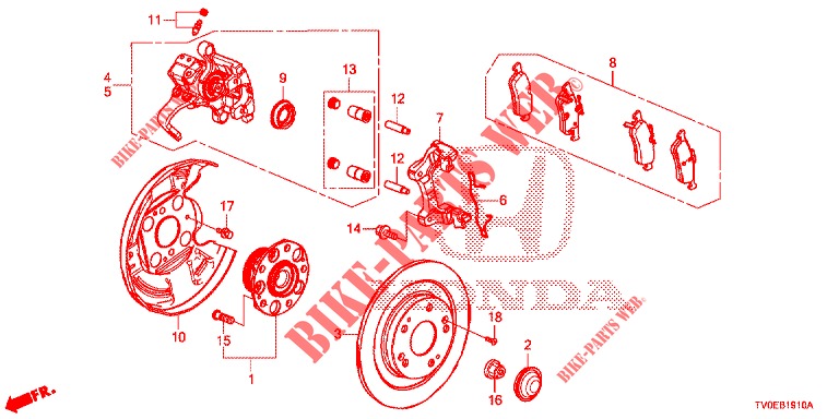 REAR BRAKE DRUM  for Honda CIVIC 1.8 EXECUTIVE 5 Doors 6 speed manual 2014