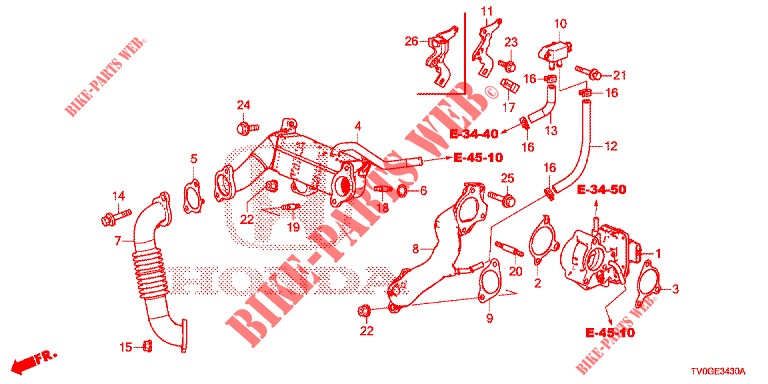     SOUPAPE RECIRC. GAZ      ECHAPP. BOUCLE BASSE     PRESSION (DIESEL) for Honda CIVIC DIESEL 1.6 COMFORT 5 Doors 6 speed manual 2015