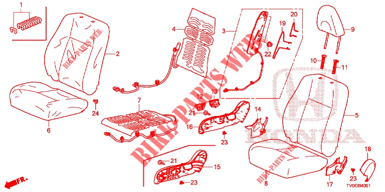FRONT SEAT/SEATBELTS (D.) (LH) for Honda CIVIC DIESEL 1.6 COMFORT 5 Doors 6 speed manual 2015