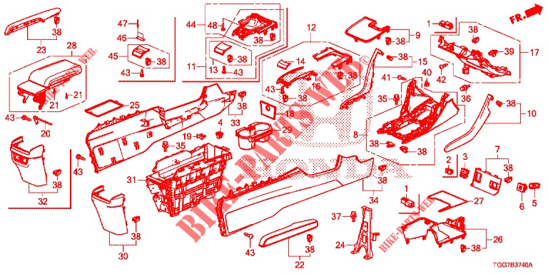 CONSOLE (LH) for Honda CIVIC 1.5 SPORT NAVI 5 Doors 6 speed manual 2018
