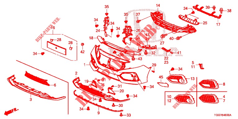 FRONT BUMPER  for Honda CIVIC 1.5 SPORT NAVI 5 Doors 6 speed manual 2018