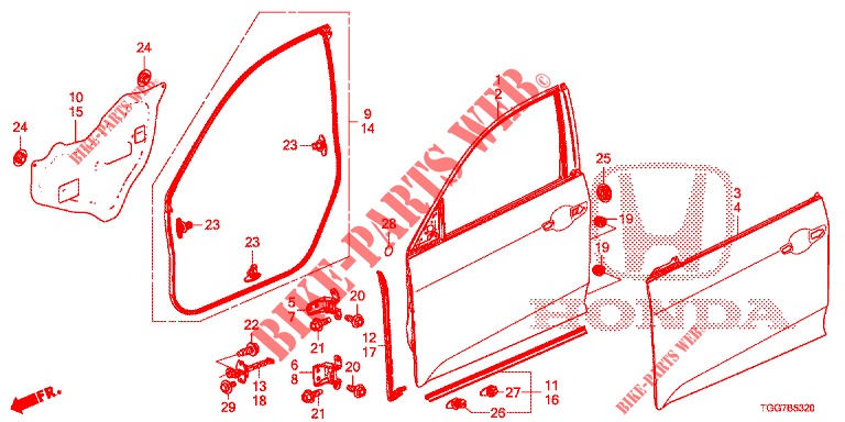 FRONT DOOR PANELS (2D)  for Honda CIVIC 1.5 SPORT NAVI 5 Doors 6 speed manual 2018