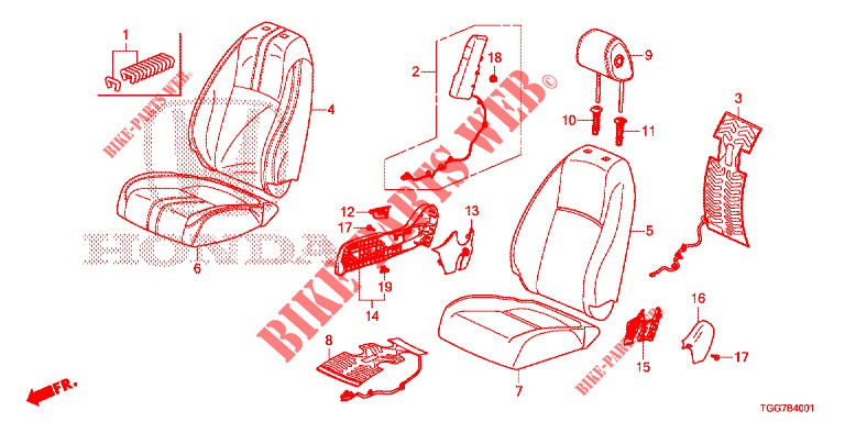 FRONT SEAT/SEATBELTS (D.) (LH) for Honda CIVIC 1.5 SPORT NAVI 5 Doors 6 speed manual 2018