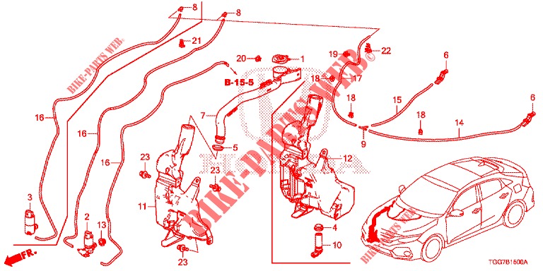FRONT WINDSHIELD WASHER (AVANT) for Honda CIVIC 1.5 SPORT NAVI 5 Doors 6 speed manual 2018