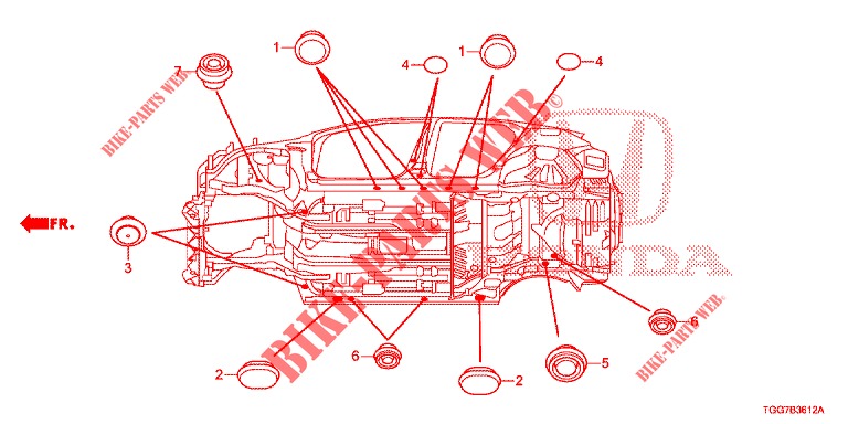 GROMMET (INFERIEUR) for Honda CIVIC 1.5 SPORT NAVI 5 Doors 6 speed manual 2018