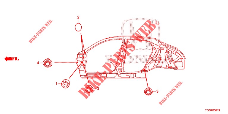 GROMMET (LATERAL) for Honda CIVIC 1.5 SPORT NAVI 5 Doors 6 speed manual 2018