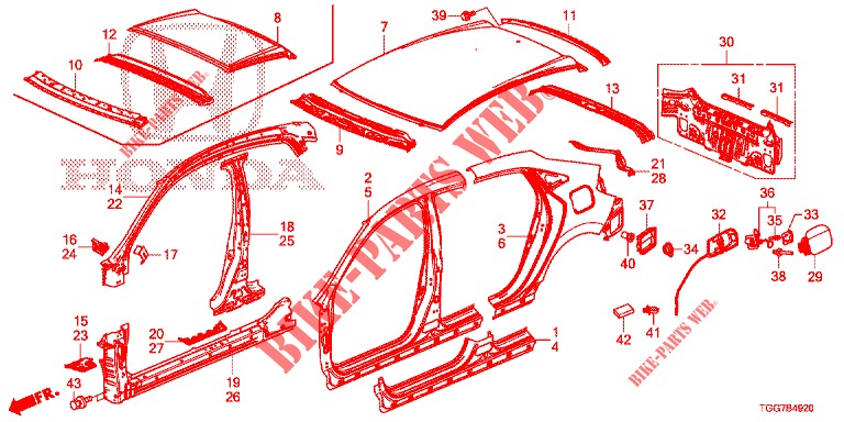 OUTER PANELS/REAR PANEL  for Honda CIVIC 1.5 SPORT NAVI 5 Doors 6 speed manual 2018