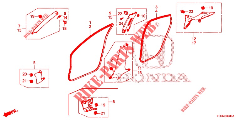 PILLAR GARNISH (LH) for Honda CIVIC 1.5 SPORT NAVI 5 Doors 6 speed manual 2018