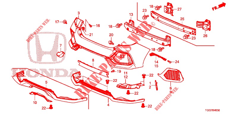 REAR BUMPER  for Honda CIVIC 1.5 SPORT NAVI 5 Doors 6 speed manual 2018
