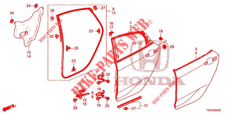 REAR DOOR PANELS (4D)  for Honda CIVIC 1.5 SPORT NAVI 5 Doors 6 speed manual 2018