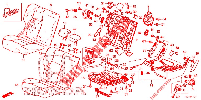 REAR SEAT/SEATBELT (D.) for Honda CIVIC DIESEL 2.2 EXCLUSIVE 5 Doors 6 speed manual 2013