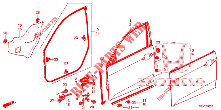 FRONT DOOR PANELS (2D)  for Honda CIVIC DIESEL 1.6 MID 5 Doors 6 speed manual 2018