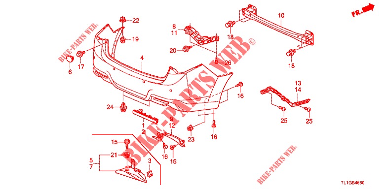 REAR BUMPER  for Honda ACCORD 2.0 S 4 Doors 6 speed manual 2012