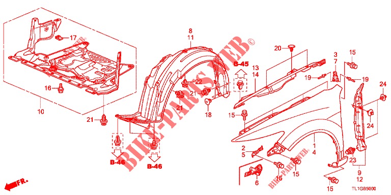 FRONT FENDERS  for Honda ACCORD DIESEL 2.2 S 4 Doors 6 speed manual 2013
