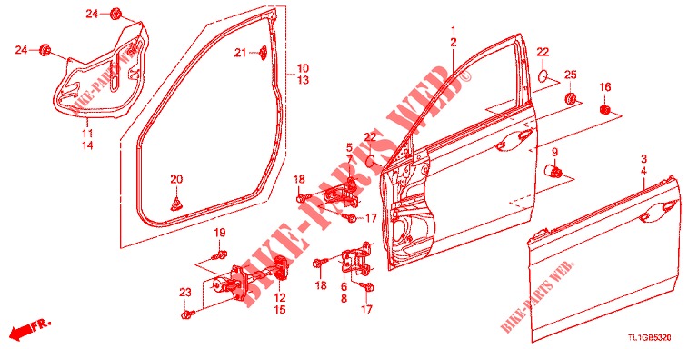 FRONT DOOR PANELS (2D)  for Honda ACCORD DIESEL 2.2 S 4 Doors 5 speed automatic 2013