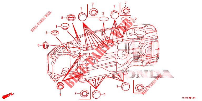 GROMMET (INFERIEUR) for Honda ACCORD TOURER DIESEL 2.2 SH 5 Doors 6 speed manual 2014
