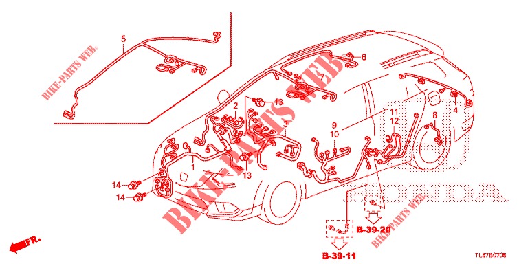 WIRE HARNESS (3) (RH) for Honda ACCORD TOURER DIESEL 2.2 SH 5 Doors 6 speed manual 2014