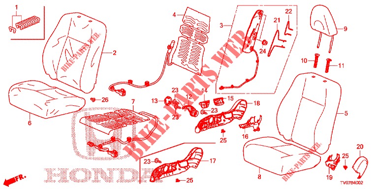 FRONT SEAT/SEATBELTS (D.) (RH) for Honda CIVIC 1.4 ES 5 Doors 6 speed manual 2012