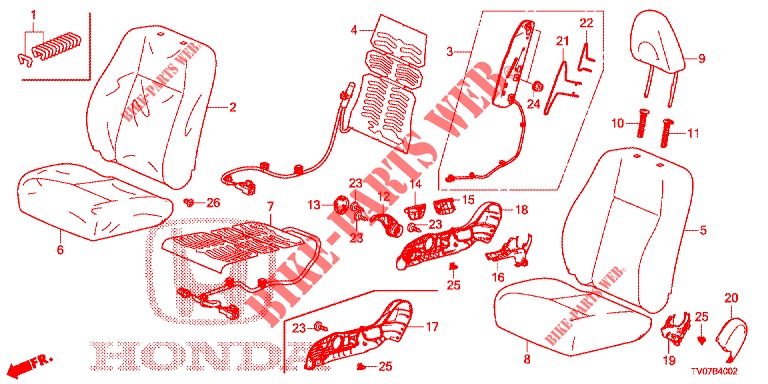 FRONT SEAT/SEATBELTS (D.) (RH) for Honda CIVIC 1.4 SE 5 Doors 6 speed manual 2012