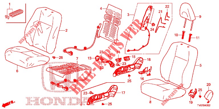 FRONT SEAT/SEATBELTS (D.) (RH) for Honda CIVIC DIESEL 2.2 ES 5 Doors 6 speed manual 2012