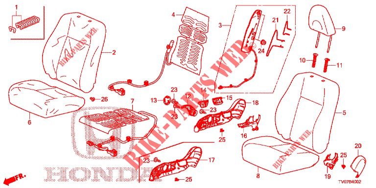 FRONT SEAT/SEATBELTS (D.) (RH) for Honda CIVIC DIESEL 2.2 S 5 Doors 6 speed manual 2012