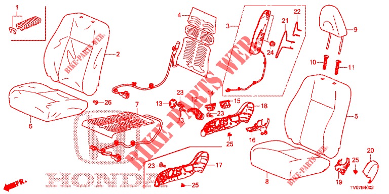 FRONT SEAT/SEATBELTS (D.) (RH) for Honda CIVIC DIESEL 2.2 ELEGANCE 5 Doors 6 speed manual 2012