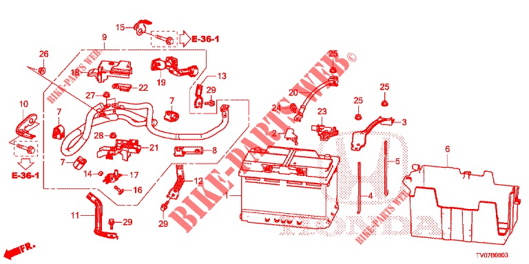 BATTERY/IGNITION COIL (DIESEL) (1.6L) for Honda CIVIC DIESEL 1.6 ES 5 Doors 6 speed manual 2013