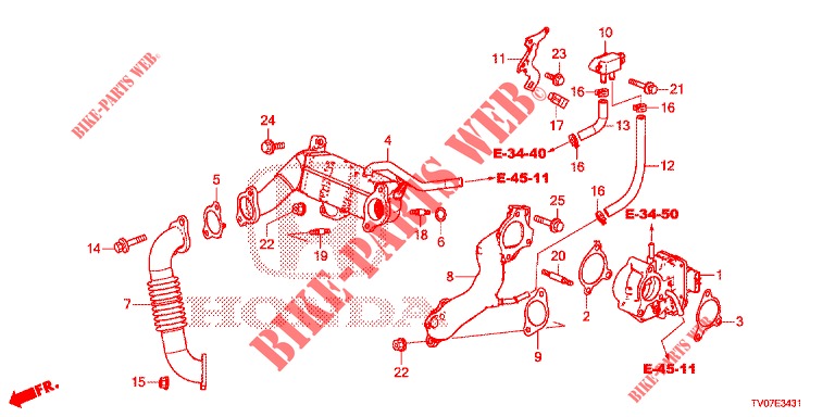 VALVE RECIRC. GAS ECHAP. LOW PRESSURE LOOP (DIESEL) (1.6L) for Honda CIVIC DIESEL 1.6 ES 5 Doors 6 speed manual 2013