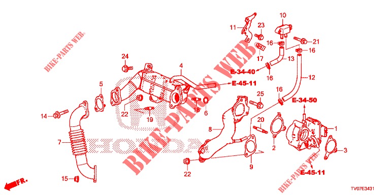 VALVE RECIRC. GAS ECHAP. LOW PRESSURE LOOP (DIESEL) (1.6L) for Honda CIVIC DIESEL 1.6 EX 5 Doors 6 speed manual 2013