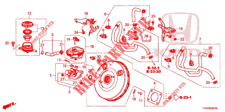 BRAKE MASTER CYLINDER/MAS TER POWER (DIESEL) (RH) for Honda CIVIC DIESEL 1.6 S 5 Doors 6 speed manual 2013