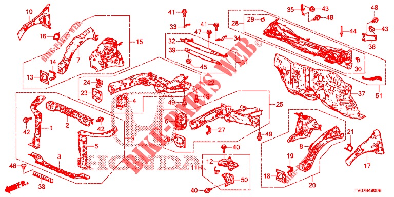 FRONT BULKHEAD/DASHBOARD  for Honda CIVIC DIESEL 1.6 S 5 Doors 6 speed manual 2013