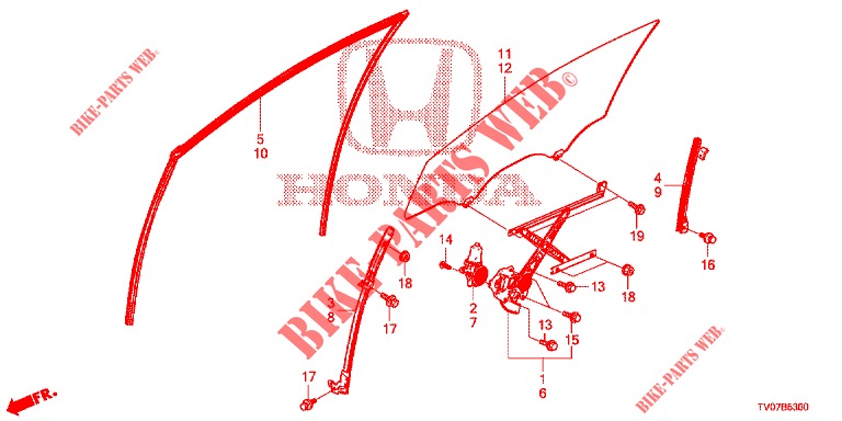FRONT DOOR WINDOWS/REGULA TOR  for Honda CIVIC DIESEL 1.6 S 5 Doors 6 speed manual 2013