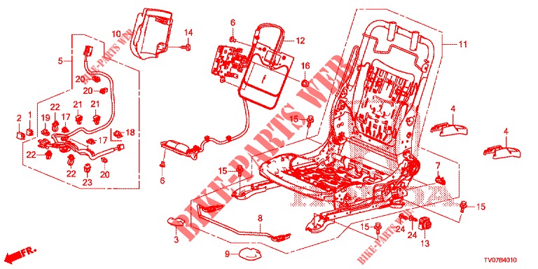 FRONT SEAT COMPONENTS (G.) (SIEGE REGLAGE MANUEL) for Honda CIVIC DIESEL 1.6 S 5 Doors 6 speed manual 2013