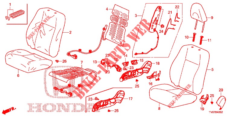 FRONT SEAT/SEATBELTS (D.) (RH) for Honda CIVIC DIESEL 1.6 S 5 Doors 6 speed manual 2013